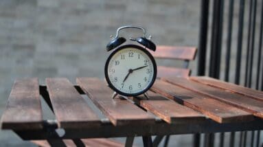 Clock on a table