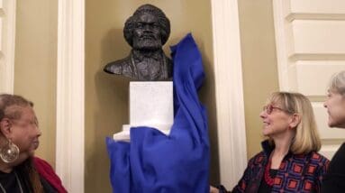 Bust of orator and author Frederick Douglass displayed in Massachusetts