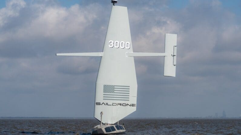 Saildrone's first aluminum Surveyor autonomous vessel splashes down for Navy testing