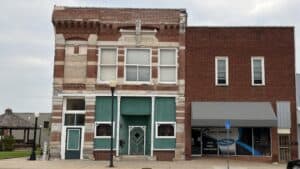 A row of small town shops