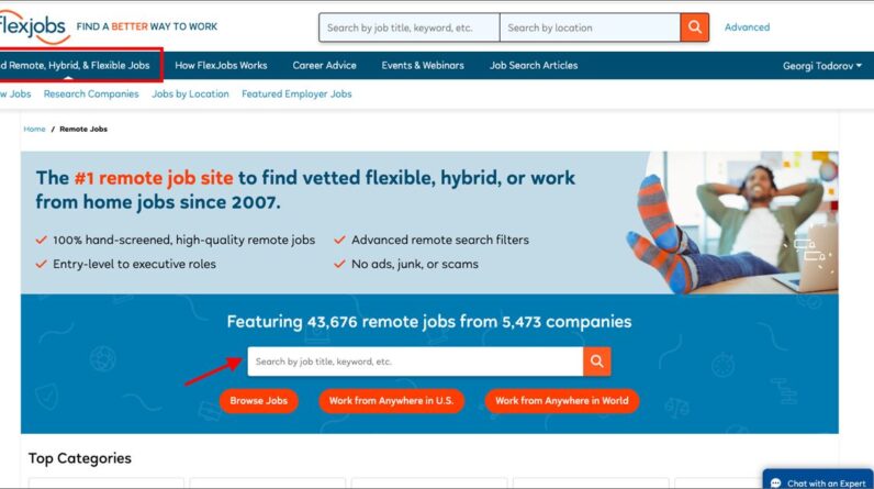 the types of jobs on flexjobs