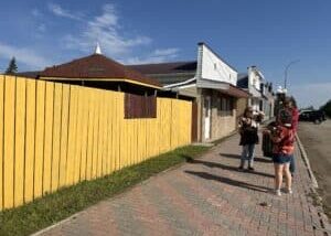 A row of small town shops