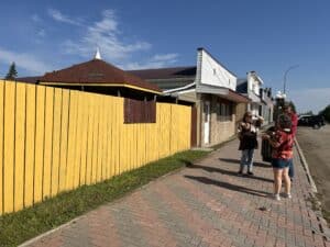 A row of small town shops